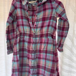 Garnet Hill Kids Girls Flannel Dress Plaid Button-Up. Good condition, super cozy